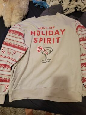 Full of Holiday Spirit Sweatshirt - White & Red